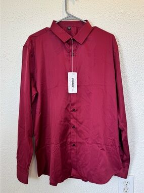 Men's Dress Shirt in Wine Red by